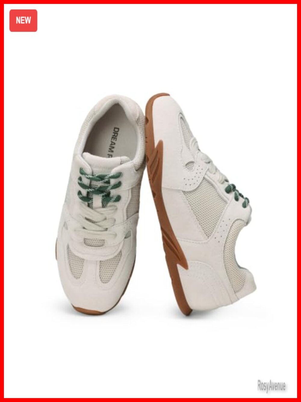Size 8.5 Women's Retro Suede Mesh Lace Up Sneakers Walking Shoes